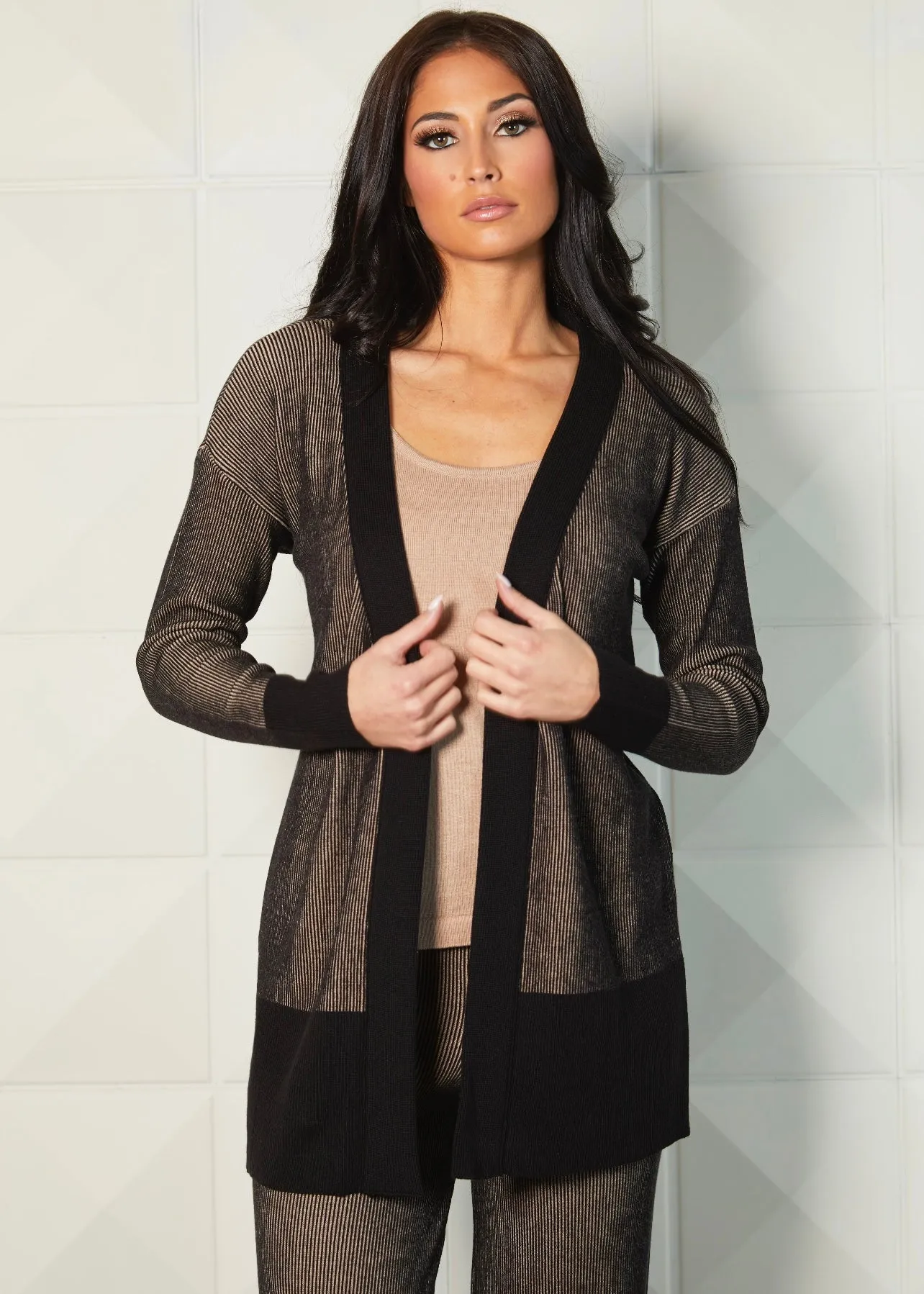 2-Tone Ribbed Cardigan