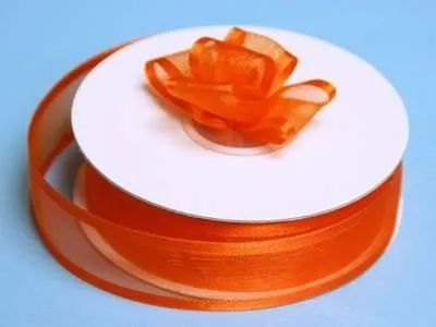 25 Yard 7/8" DIY Coral Orange Organza Ribbon With Satin Edges For Craft Dress Wedding