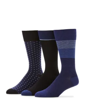 3- Pack Soft Luxury Stripe Color Block Socks