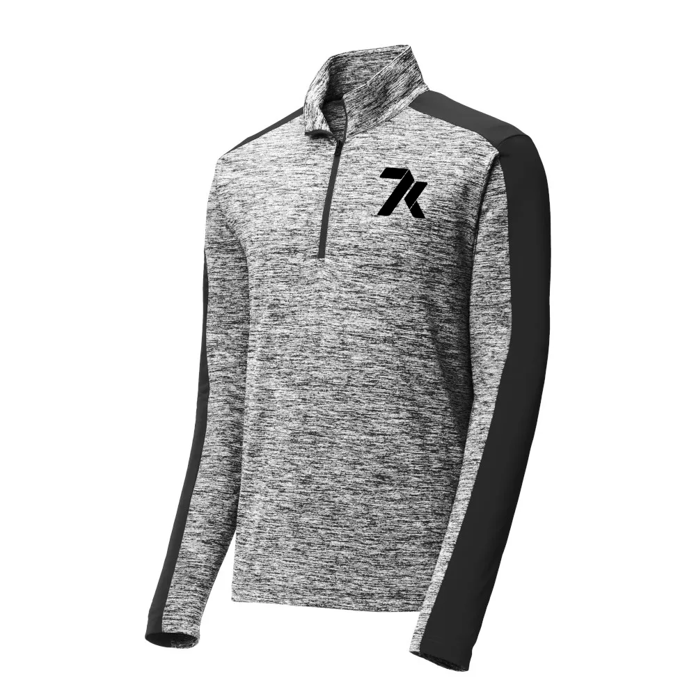 7K Electric Heather Colorblock 1/4-Zip Pullover - Black