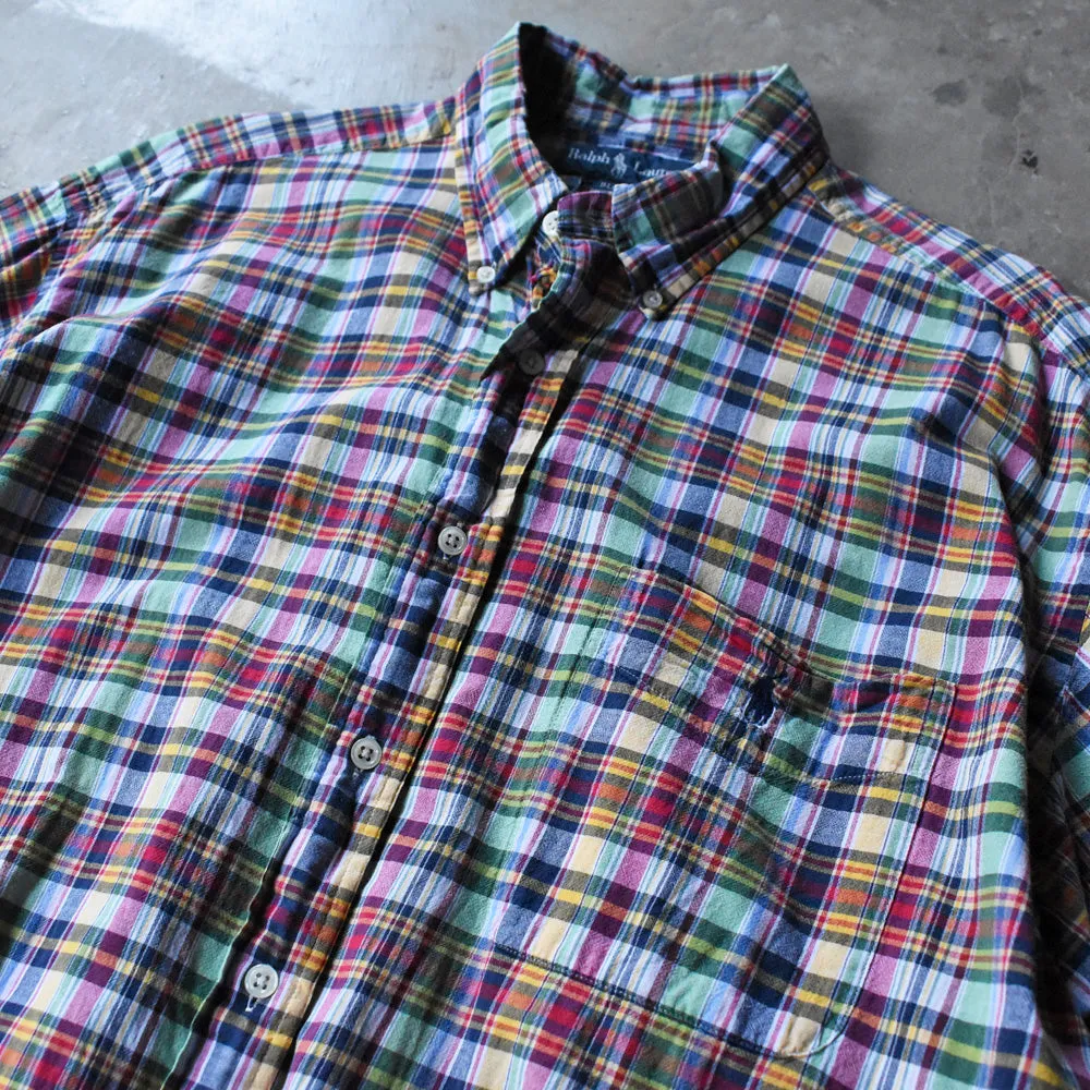 90's Ralph Lauren “BLAKE” マドラスチェック 半袖 ボタンダウンシャツ 240813 S2158