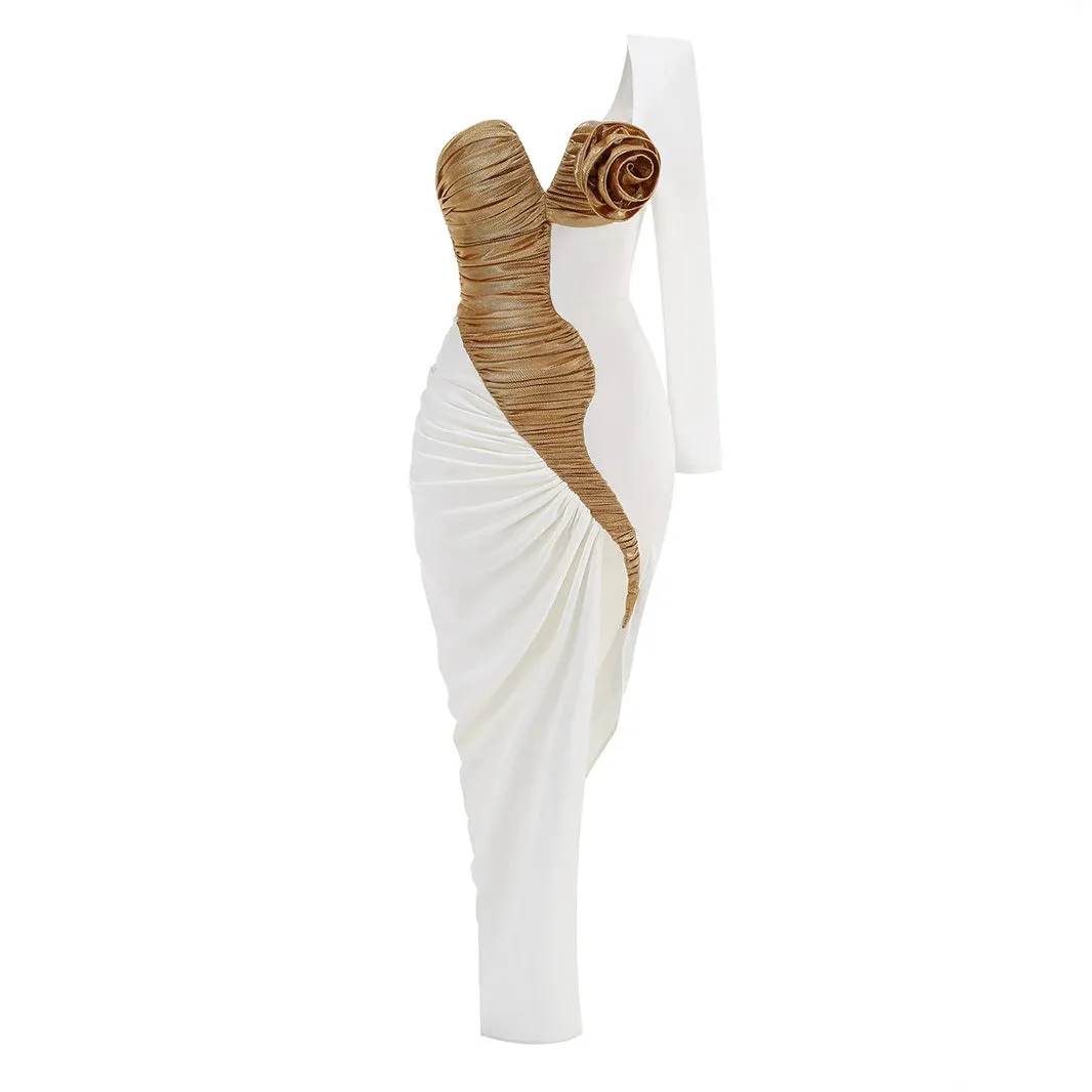Adelmira One-Shoulder Asymmetrical Decor Dress