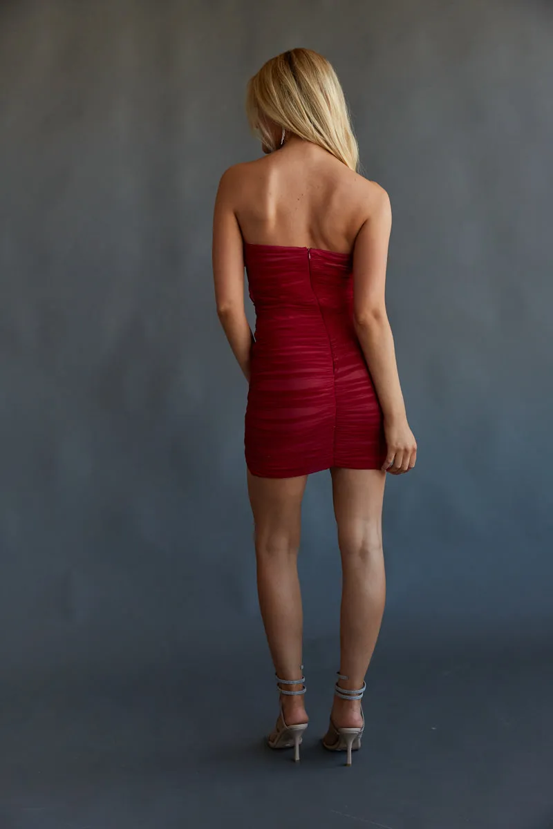 Alexia Strapless Rosette Ruffle Bodycon Mini Dress