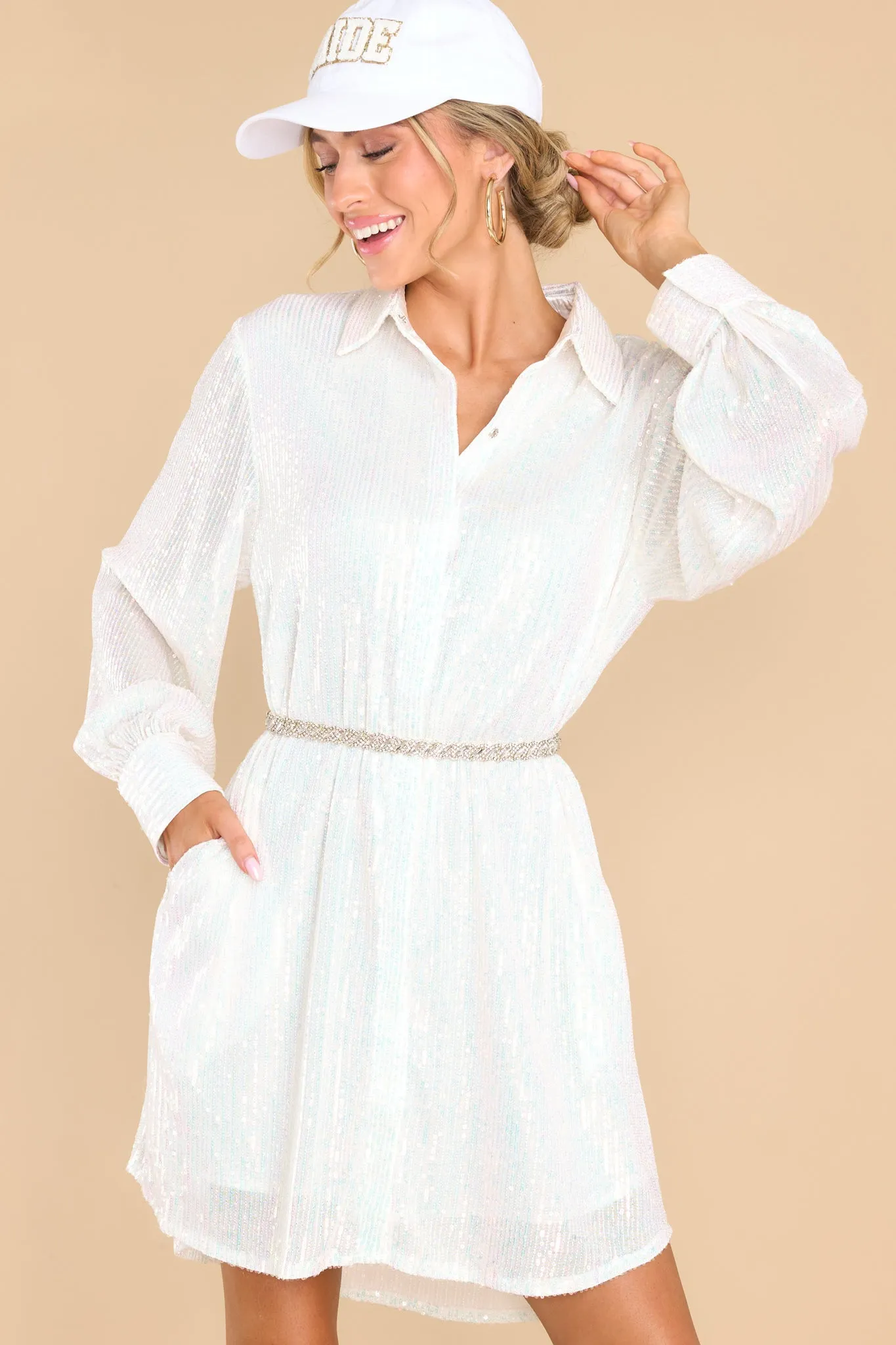 All That Jazz White Sequin Dress