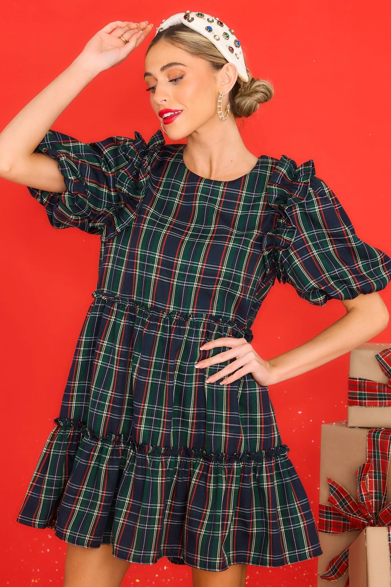All The Memories Blue Plaid Dress