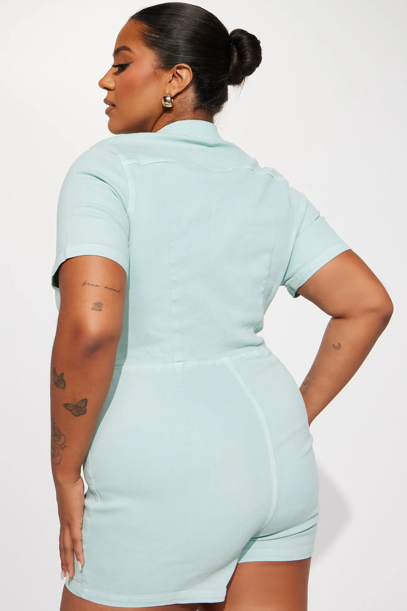 Ana Denim Romper - Sage