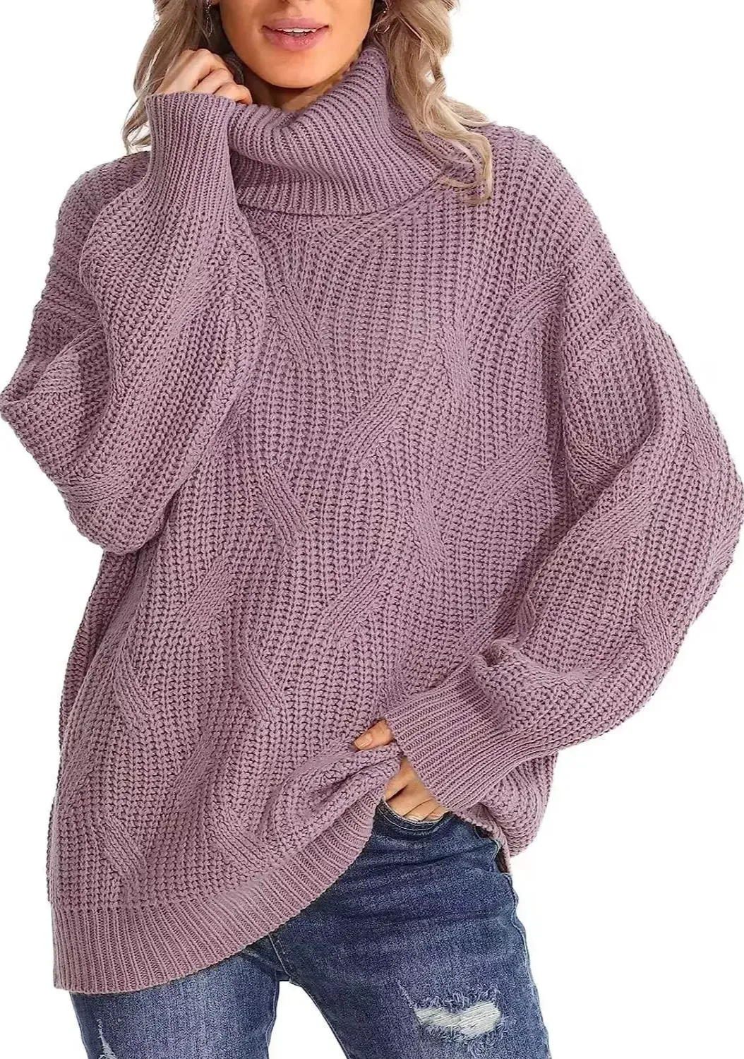 Angelique Trui | Vrouwen Kabelgebreide Turtleneck Trui