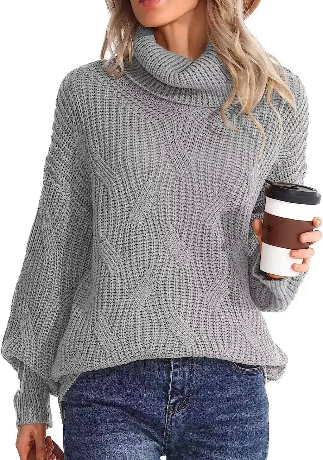 Angelique Trui | Vrouwen Kabelgebreide Turtleneck Trui