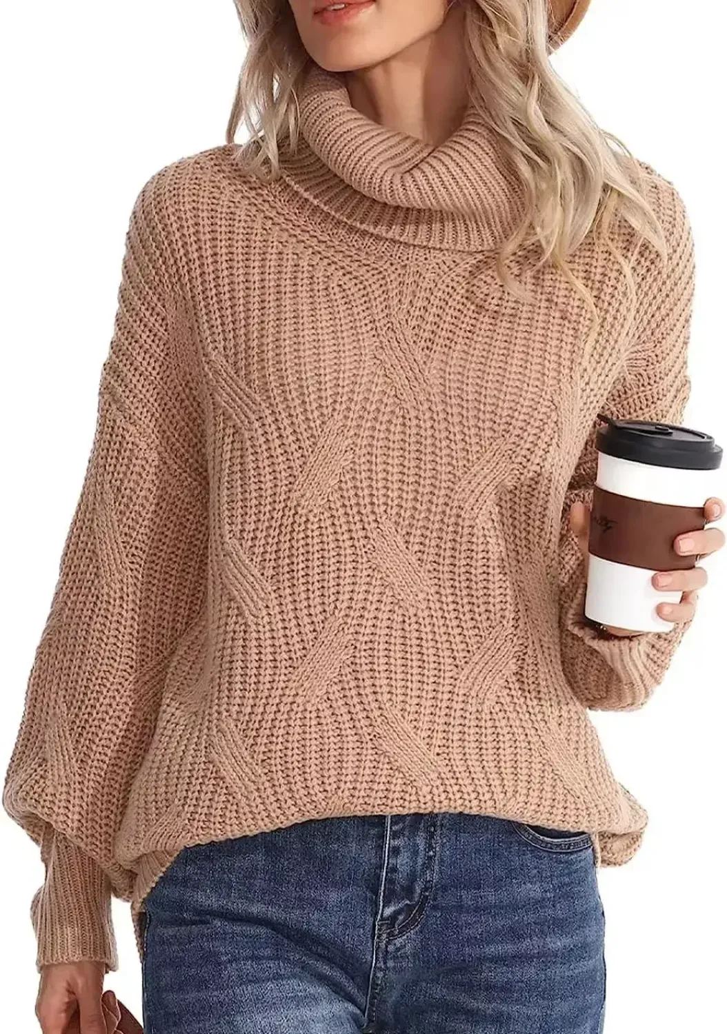 Angelique Trui | Vrouwen Kabelgebreide Turtleneck Trui