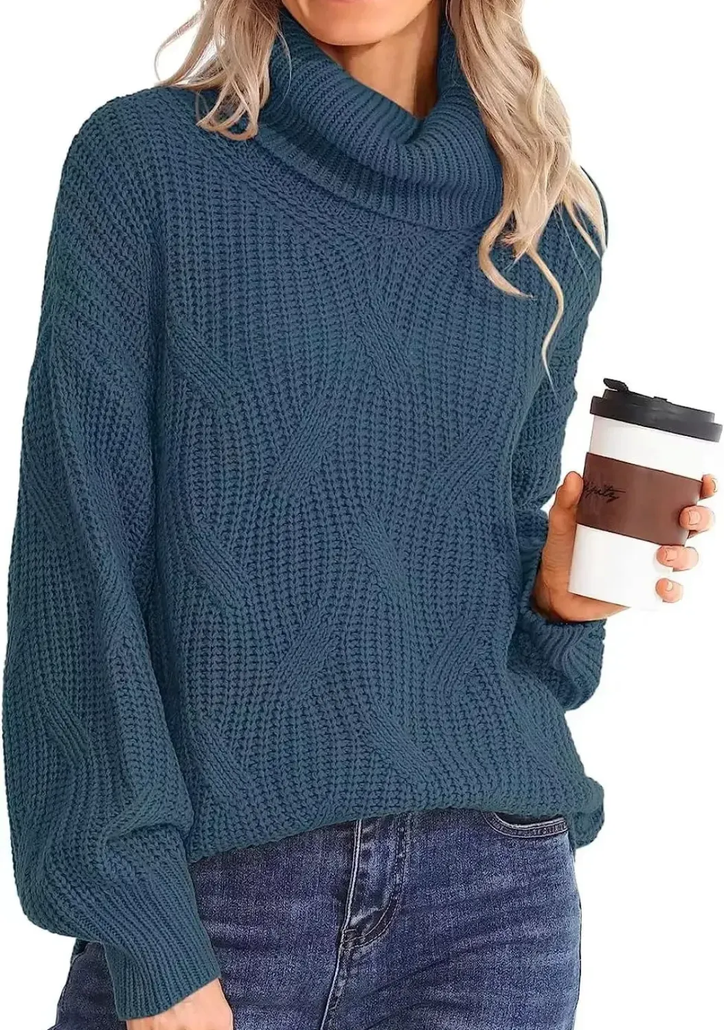 Angelique Trui | Vrouwen Kabelgebreide Turtleneck Trui