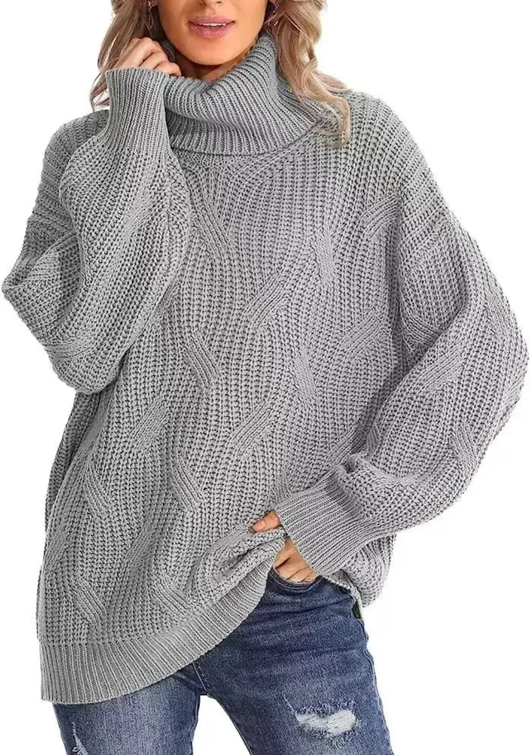 Angelique Trui | Vrouwen Kabelgebreide Turtleneck Trui