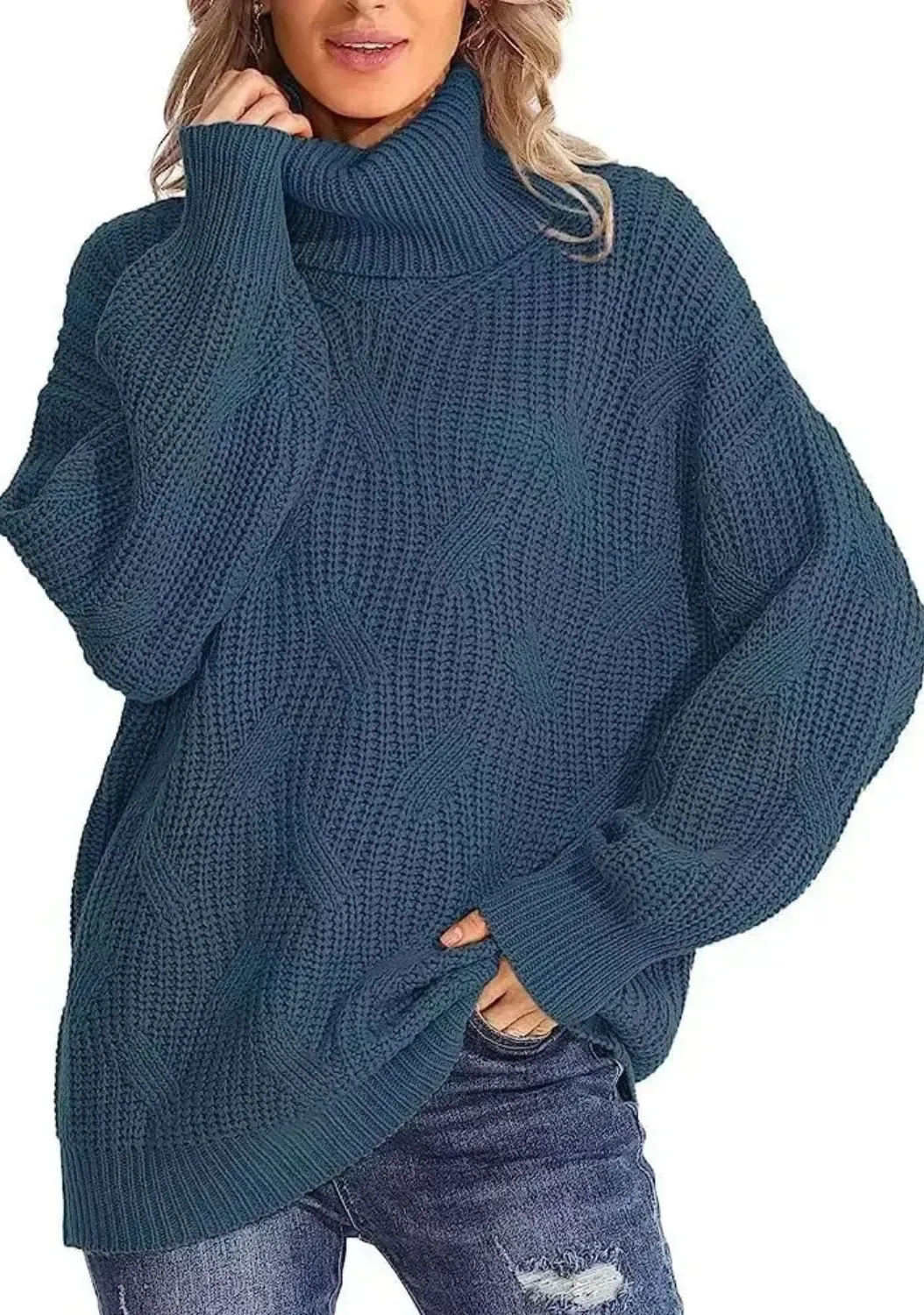 Angelique Trui | Vrouwen Kabelgebreide Turtleneck Trui