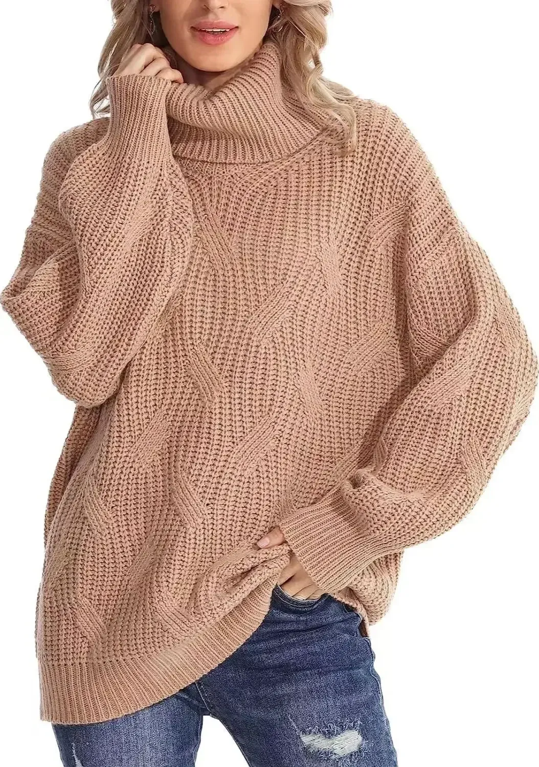 Angelique Trui | Vrouwen Kabelgebreide Turtleneck Trui