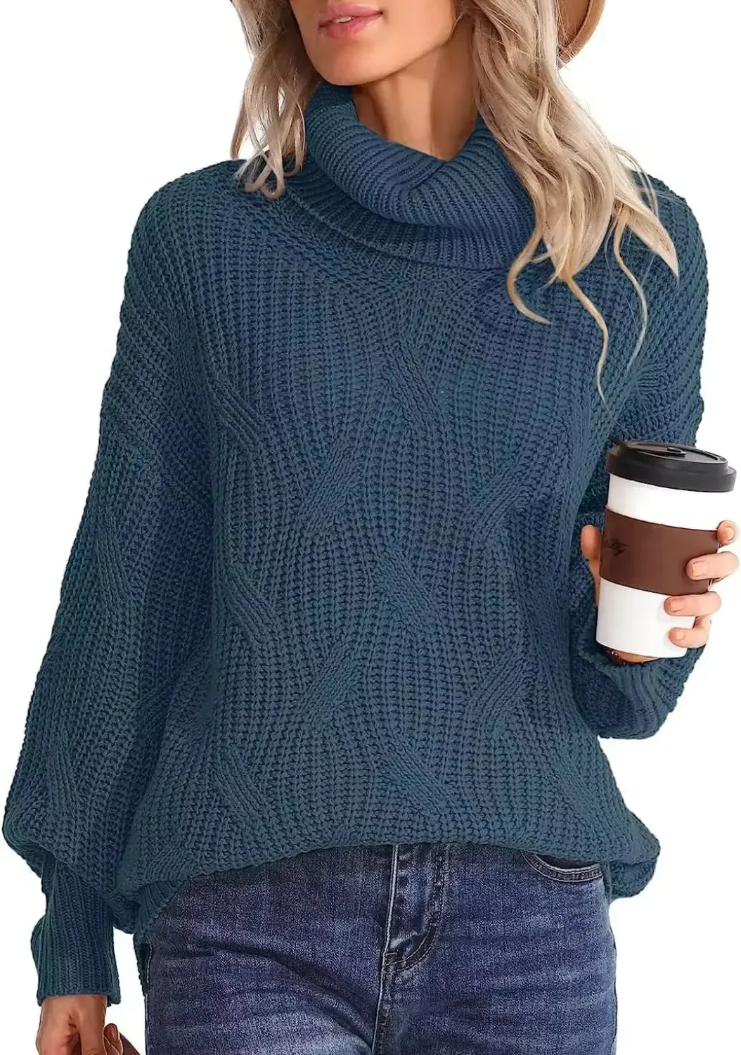 Angelique Trui | Vrouwen Kabelgebreide Turtleneck Trui