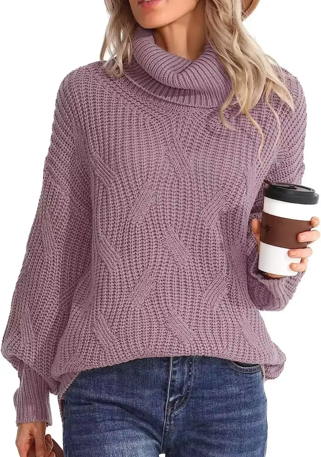 Angelique Trui | Vrouwen Kabelgebreide Turtleneck Trui