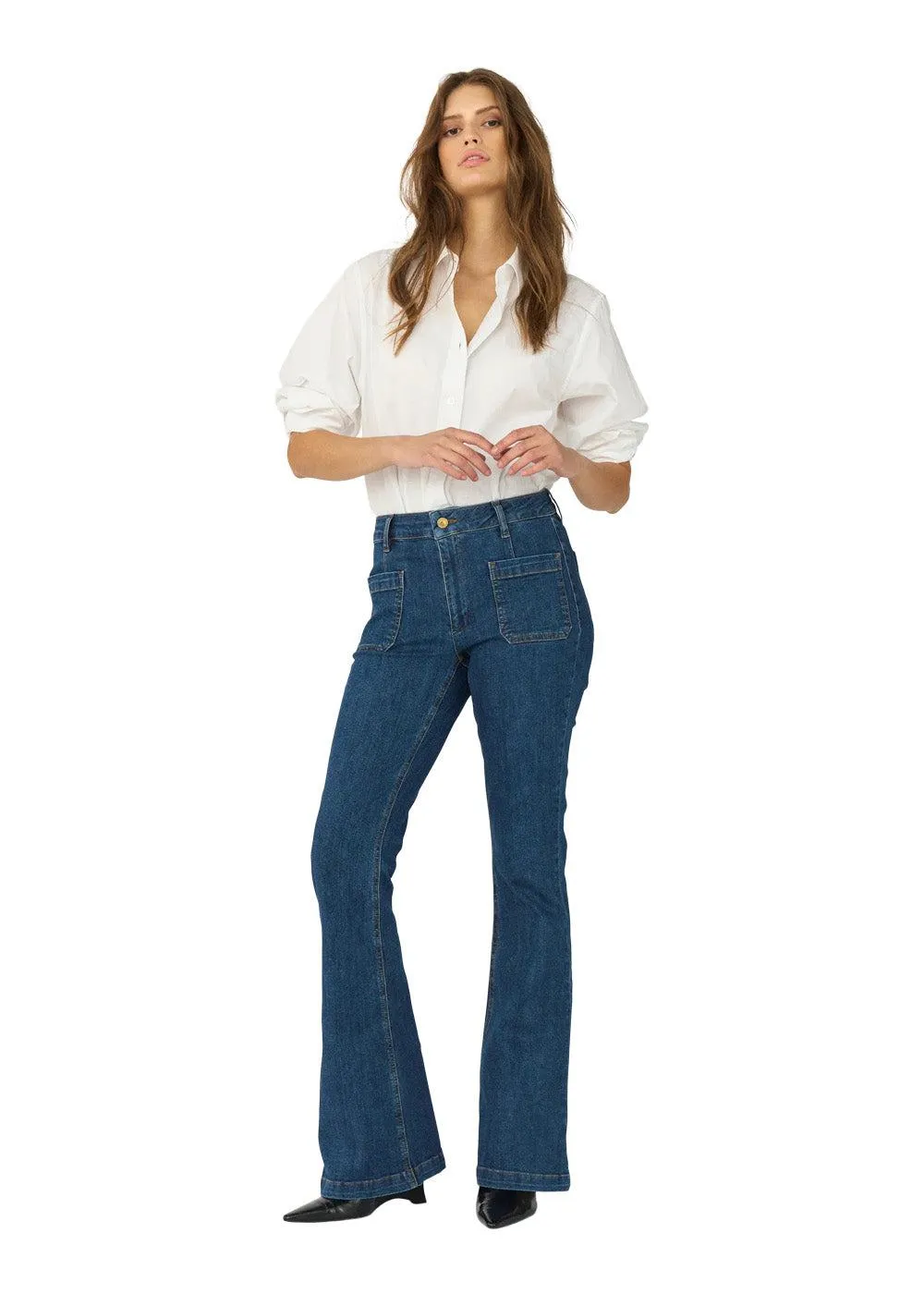 Ann Charlotte Jeans Wash Middark Nottingham - Denim Blue