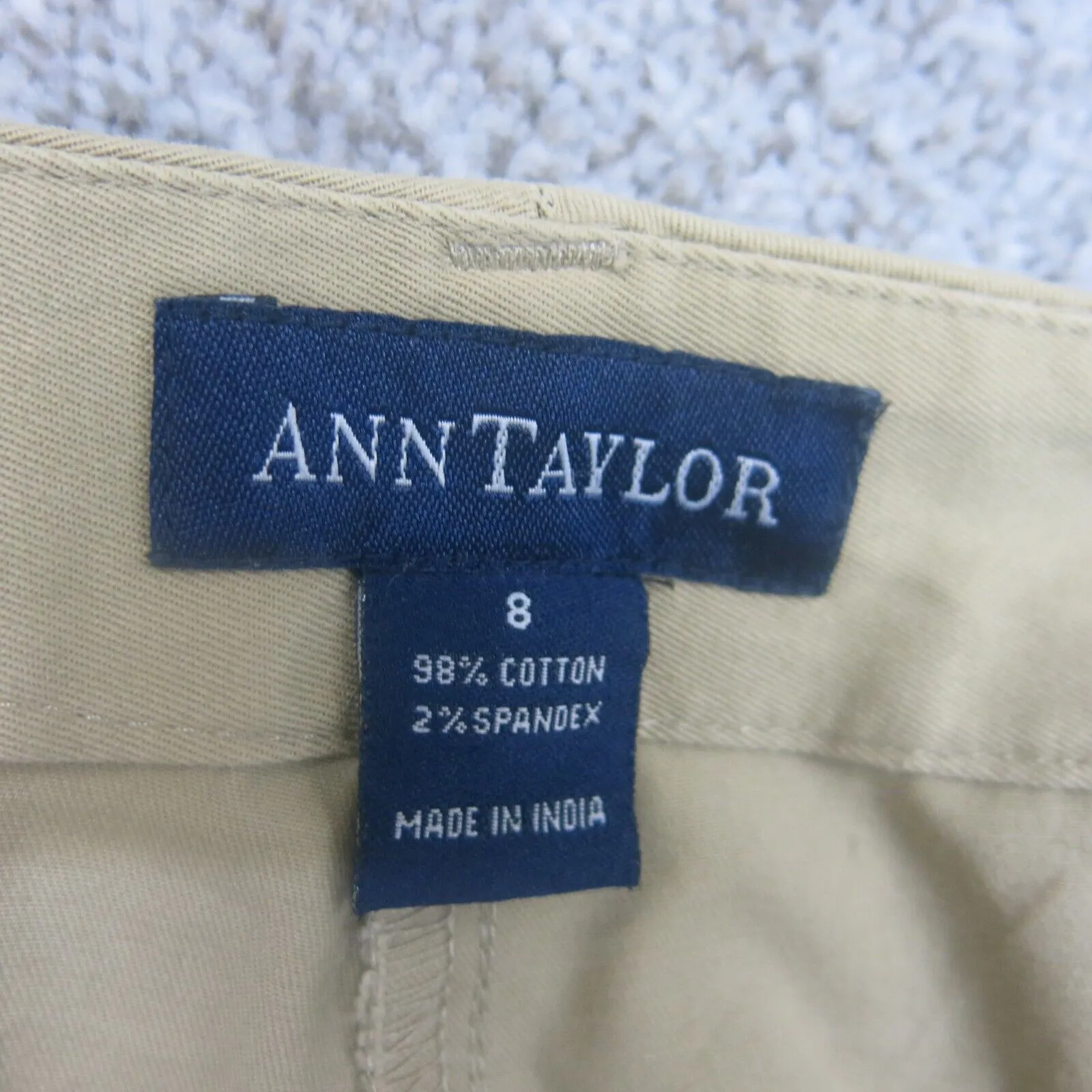 Ann Taylor Womens Chino Pants Straight Leg Stretch Mid Rise Light Mustard Size 8