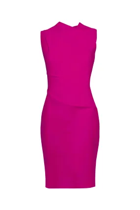 Asymmetric Neckline Folded Shoulder Dress