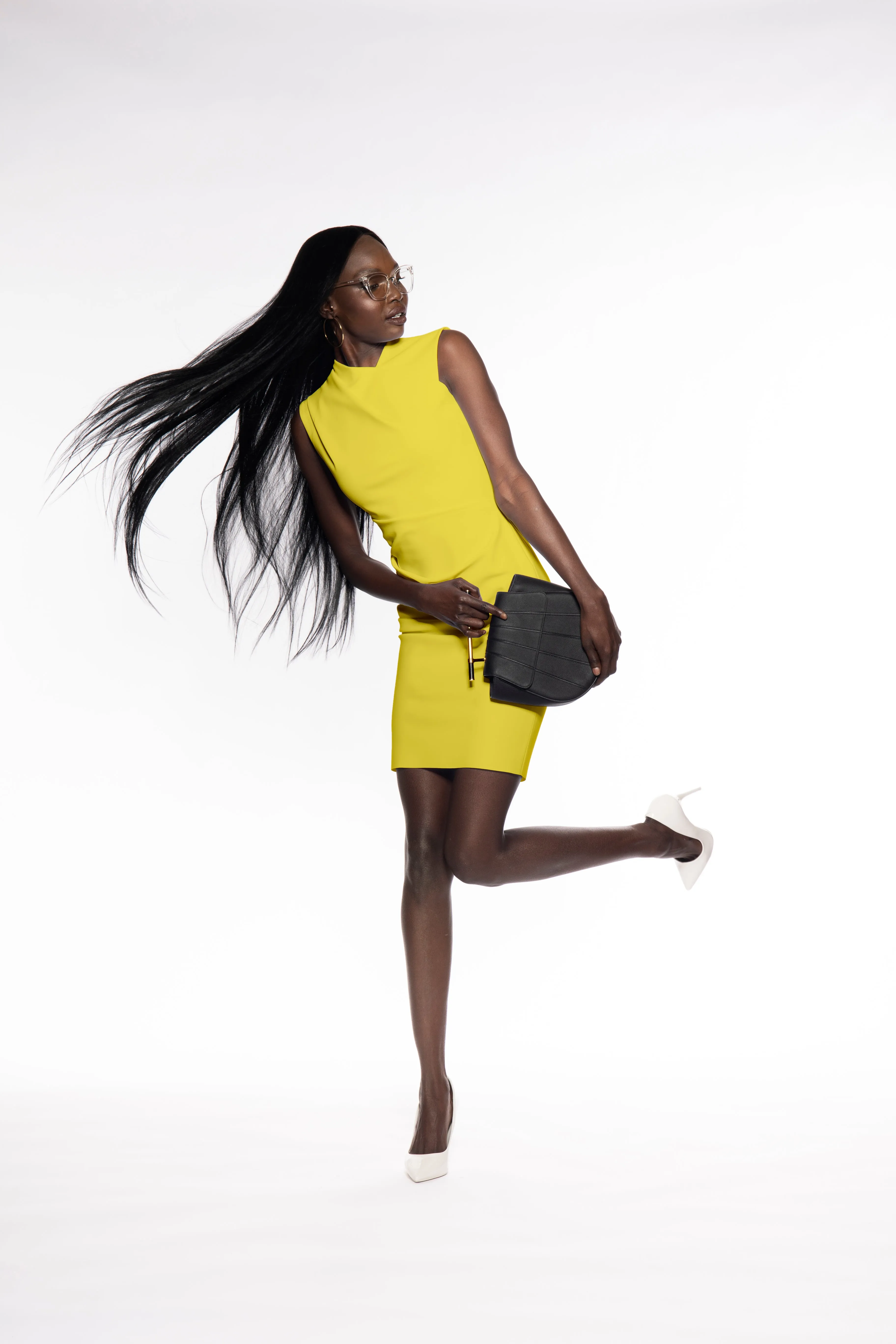 Asymmetric Neckline Folded Shoulder Dress
