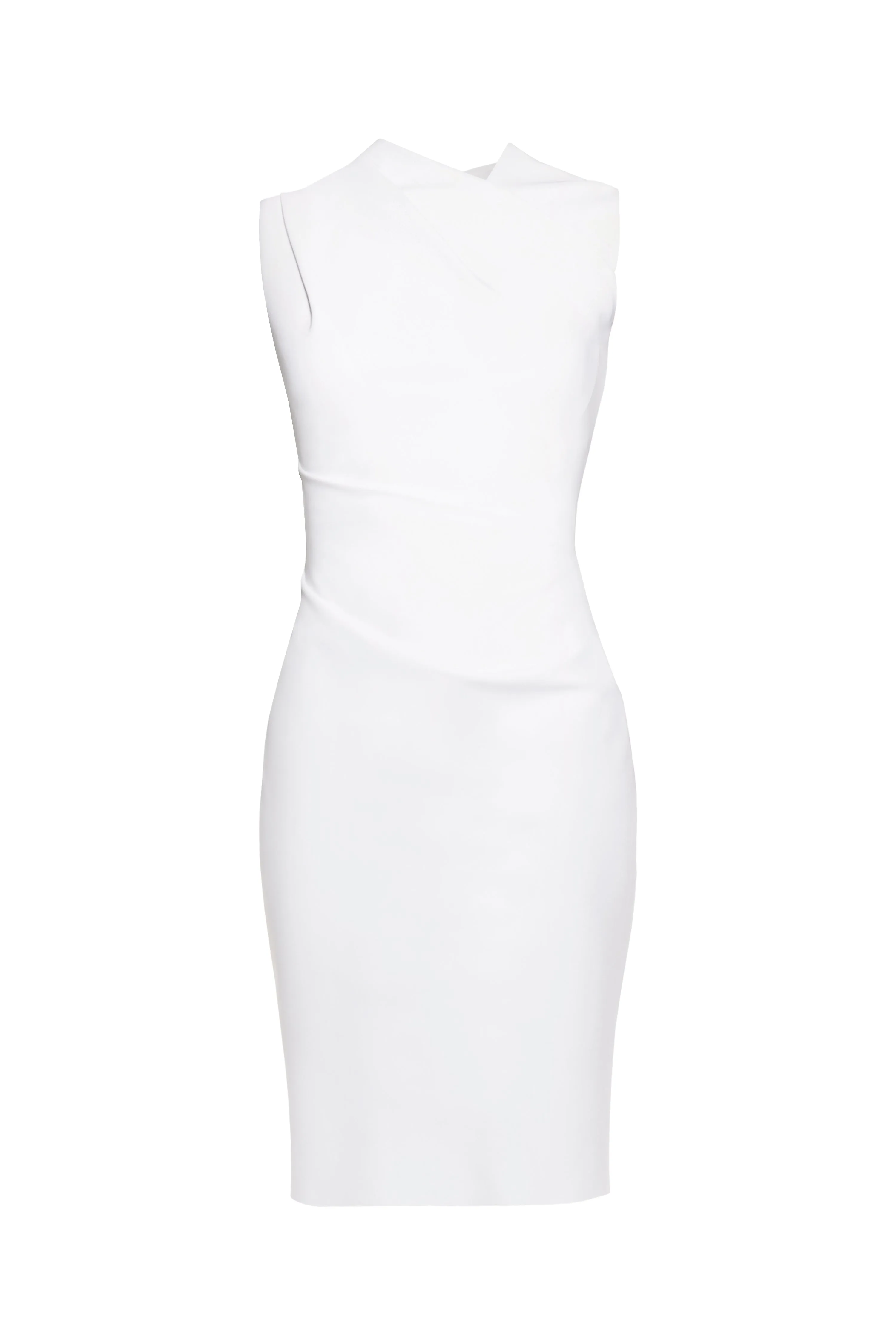 Asymmetric Neckline Folded Shoulder Dress