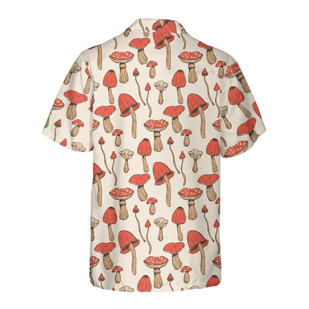 Autumn Mushrooms Hawaiian Shirt, Short Sleeve Mushtroom Shirt For Men & Women