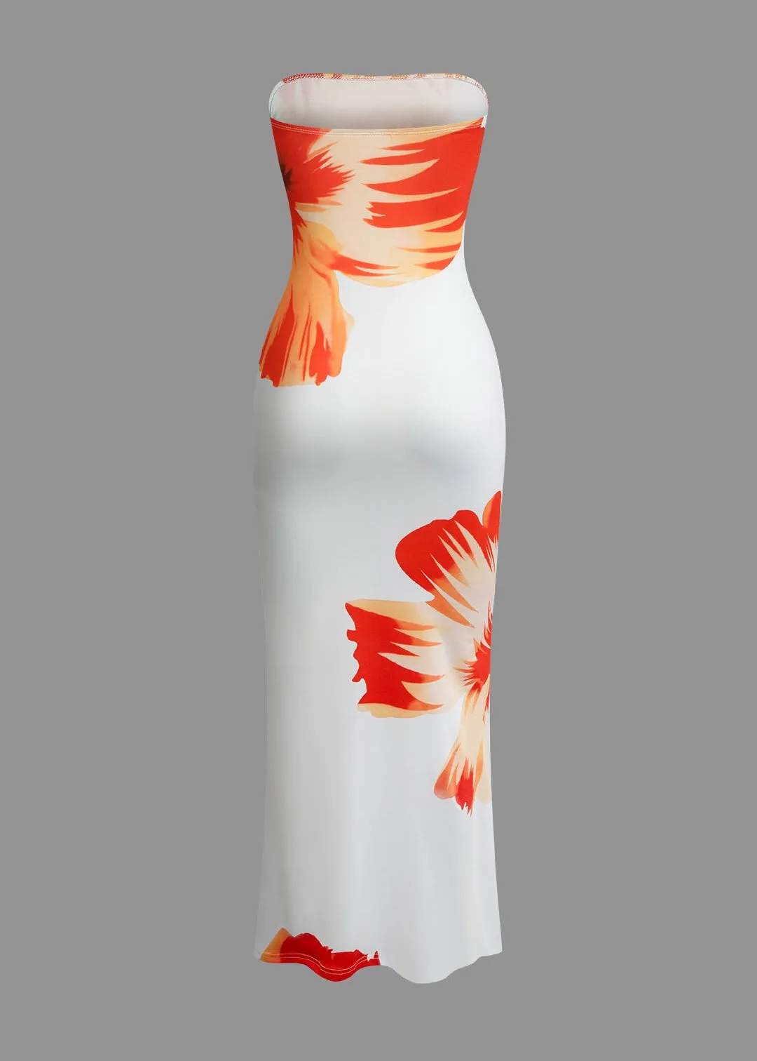 Aziza Floral Print Tube Maxi Dress