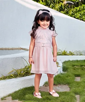 Baby Pink Colored Shimmer Party Dress