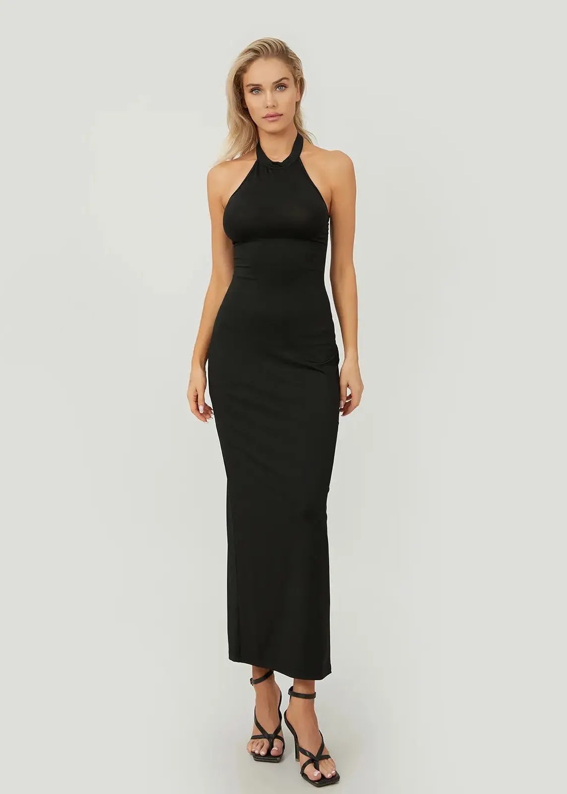 Backless Halter Bodycon Maxi Dress