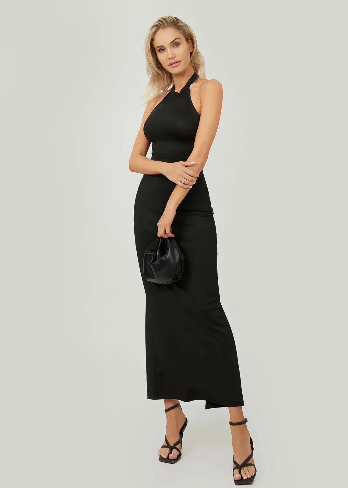 Backless Halter Bodycon Maxi Dress