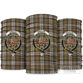 Baillie Dress Tartan Neck Gaiters, Tartan Bandanas, Tartan Head Band with Family Crest