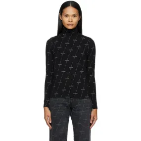 Balenciaga Black and Grey Allover Logo Turtleneck