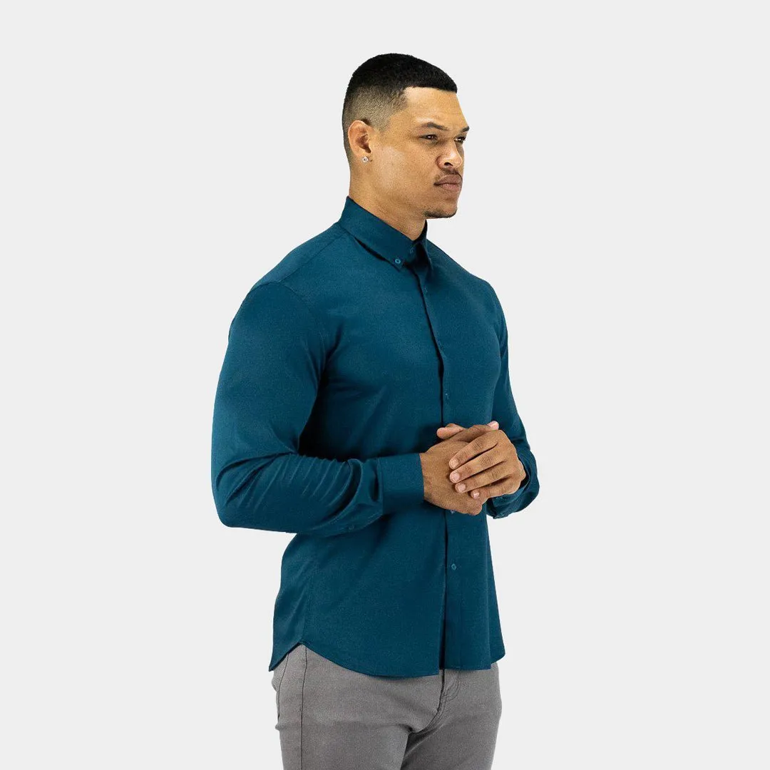 Bamboo Satin Stretch Shirt - Deep Teal