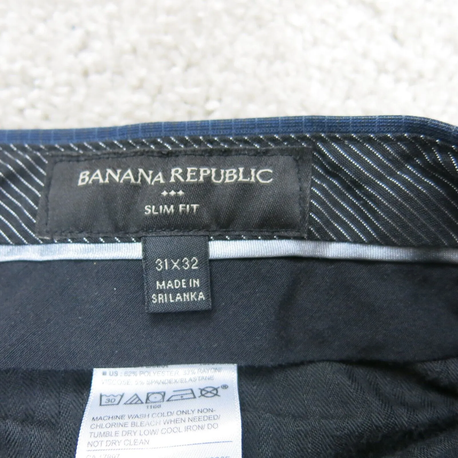 Banana Republic Mens Chino Pant Slim Fit Mid Rise Slash Pocket Blue Size 31X32