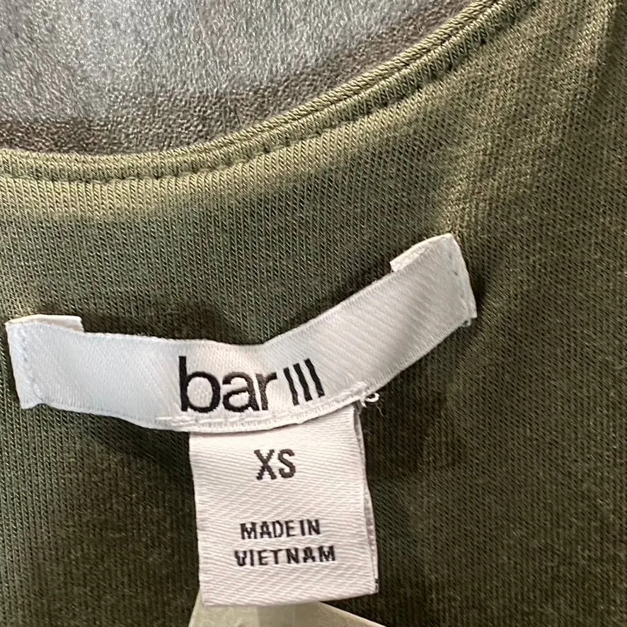 BAR III Women's Dusty Olive Scoop-Neck Bodycon Sleeveless Midi Tank Dress SZ XS