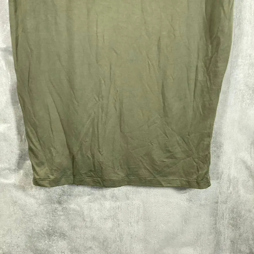 BAR III Women's Dusty Olive Scoop-Neck Bodycon Sleeveless Midi Tank Dress SZ XS