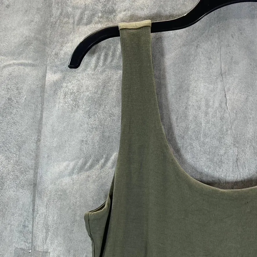 BAR III Women's Dusty Olive Scoop-Neck Bodycon Sleeveless Midi Tank Dress SZ XS