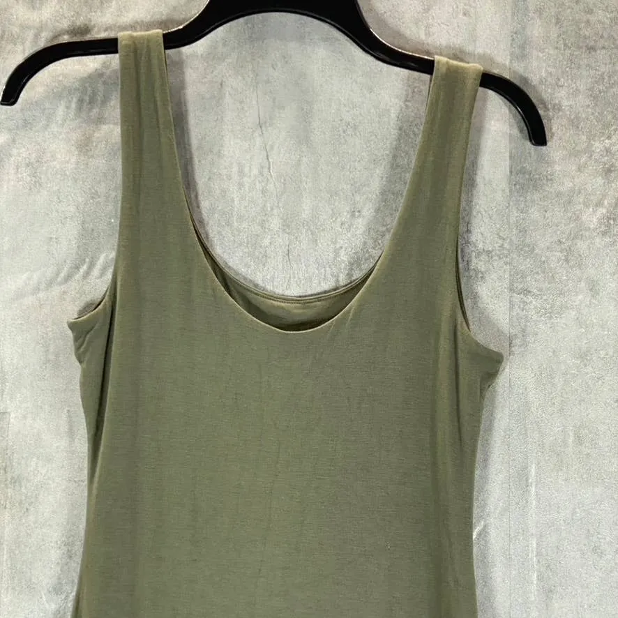 BAR III Women's Dusty Olive Scoop-Neck Bodycon Sleeveless Midi Tank Dress SZ XS