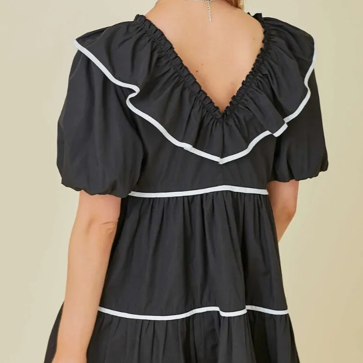 Becca Bow Ruffle Contrast Mini Dress