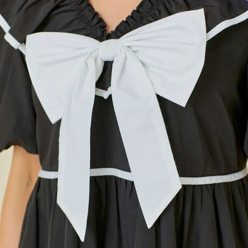 Becca Bow Ruffle Contrast Mini Dress