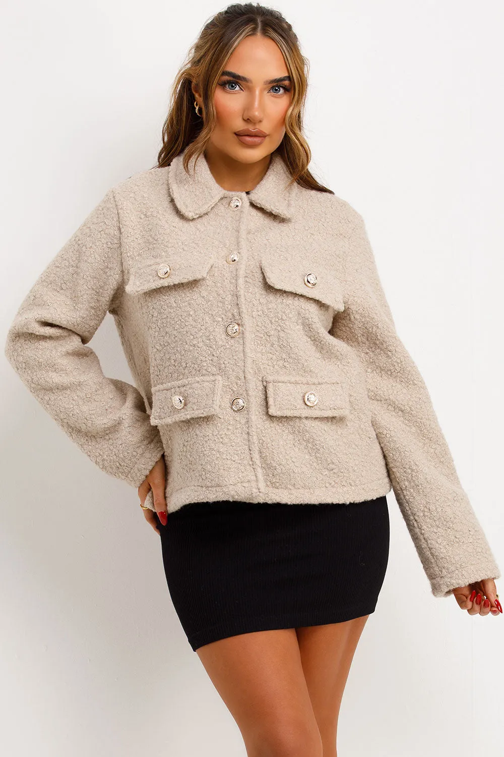 Beige Boucle Jacket Whit Gold Buttons