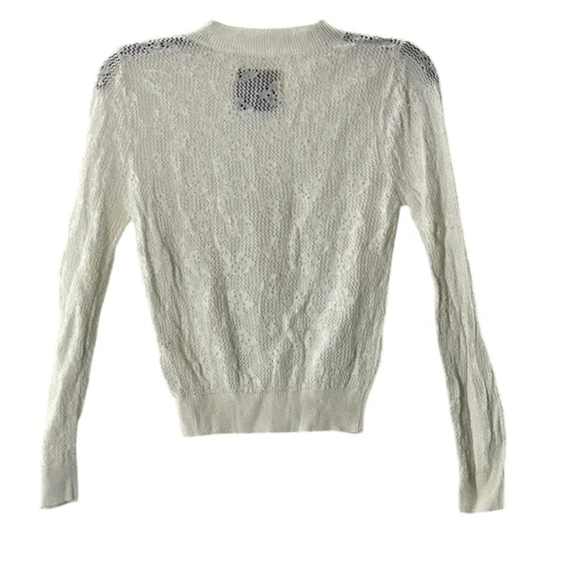 BEKLINA Women's White Maria Floral Lace Knit Crewneck Long Sleeve Top SZ XS/S