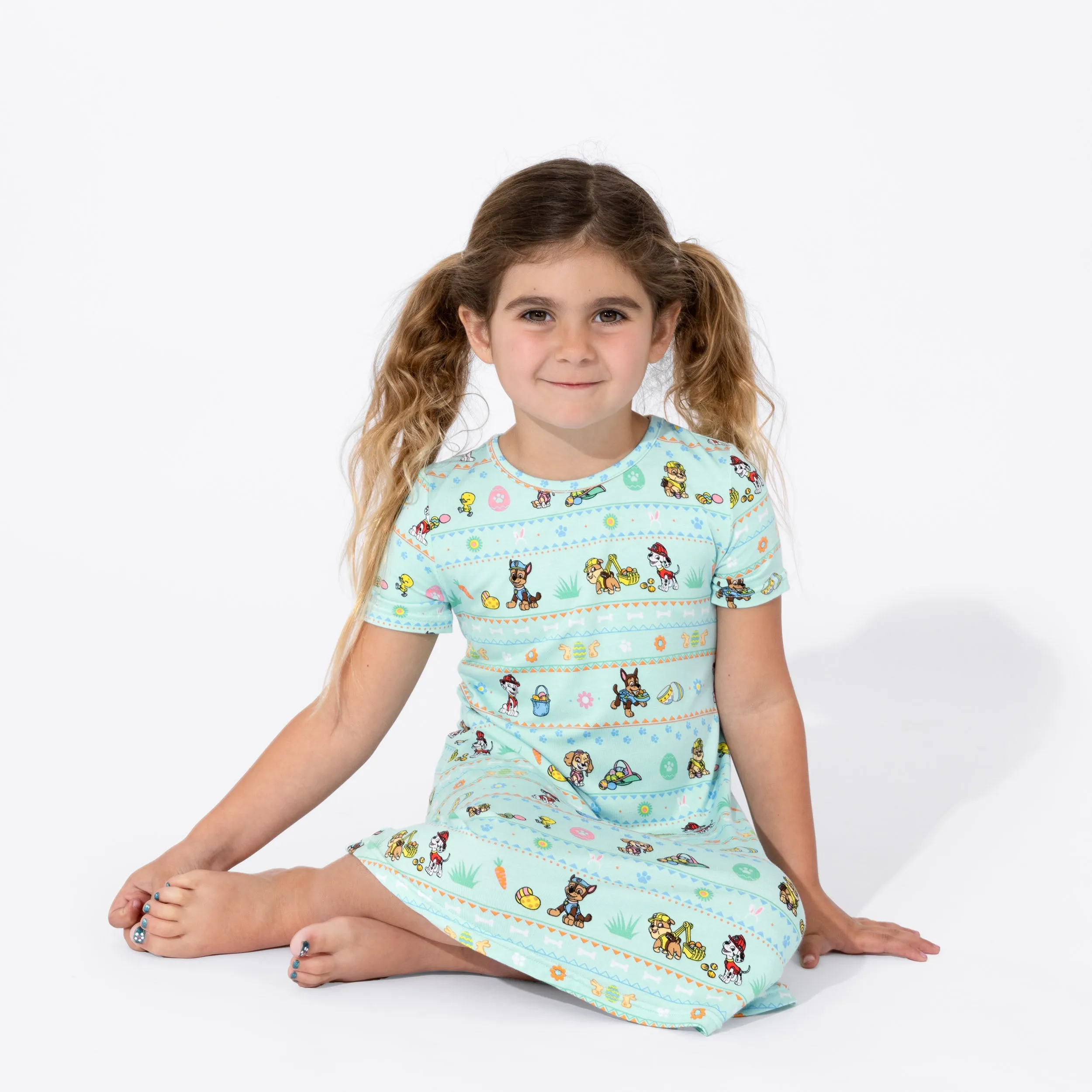 Bellabu Bear x Paw Patrol Easter Bamboo Girls' Short Sleeve Dress