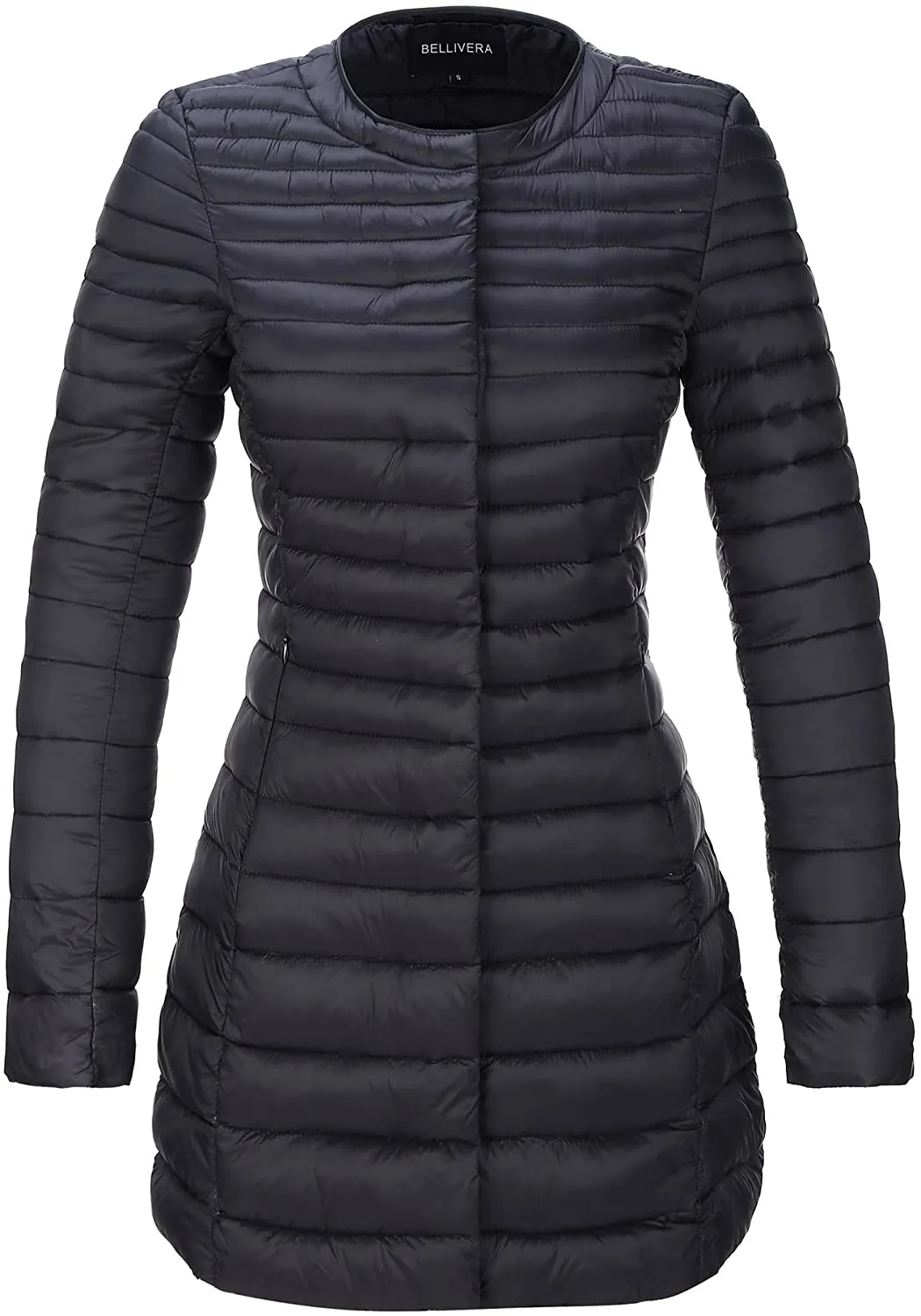 Bellivera Women's Quilted Lightweight Padding Jacket, Puffer Coat Cotton Filling with 2 Pockets