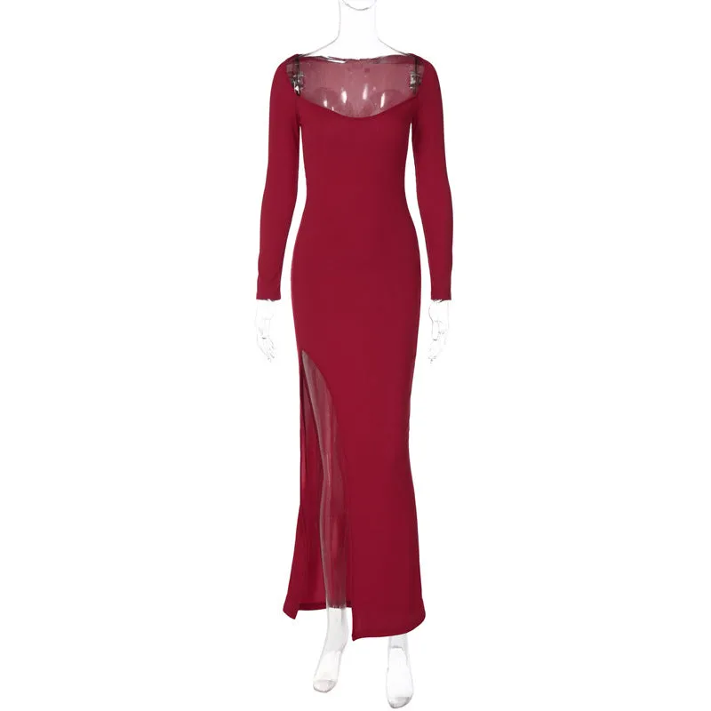 BerriesJam - Christmas Outfits Long Sleeve O Neck Bodycon Dress