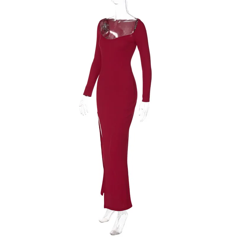 BerriesJam - Christmas Outfits Long Sleeve O Neck Bodycon Dress