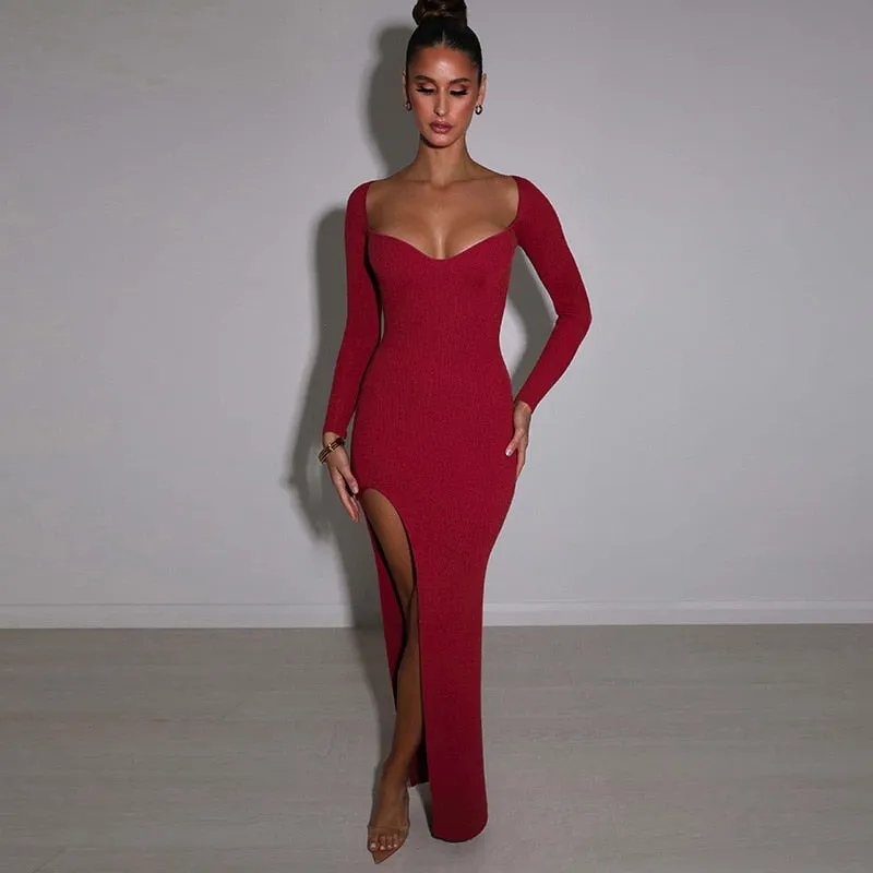 BerriesJam - Christmas Outfits Long Sleeve O Neck Bodycon Dress