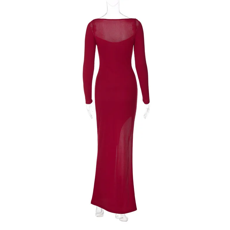 BerriesJam - Christmas Outfits Long Sleeve O Neck Bodycon Dress