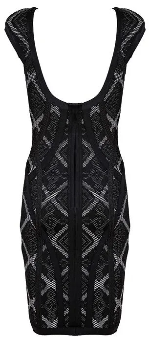 Black Paneled Bodycon Mini Dress