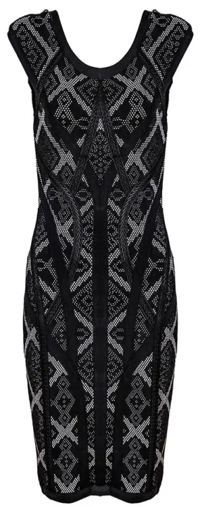 Black Paneled Bodycon Mini Dress