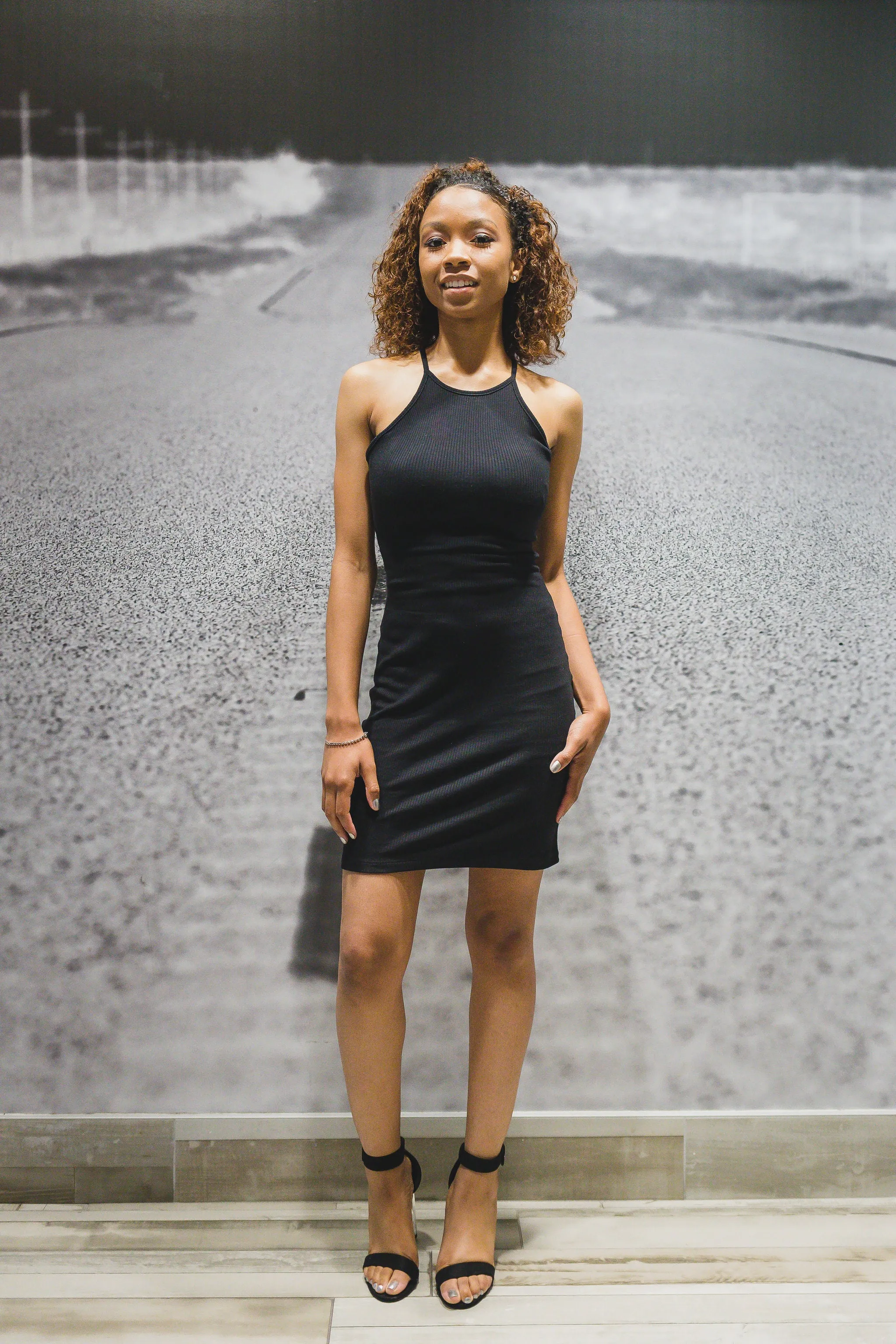 Black ribbed dress